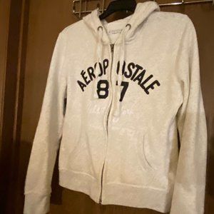 Aeropostale 87 Heather White Hoodie